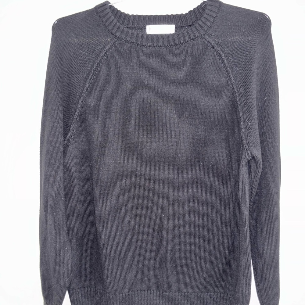 89th + Madison Women’s Knit Pullover Sweater black large crew neck warmth top